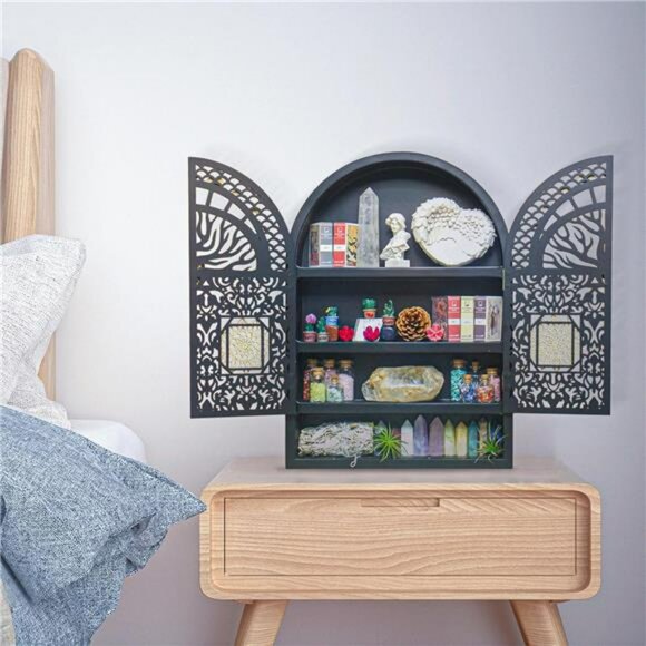 Large wooden crystal display shelf moon phase wall shelf storage home decor - Picture 6 of 8